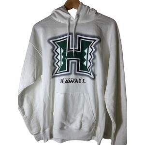 UNIVERSITY OF HAWAII White Green Active Sporty Lightweight Pullover Hoodie SZ M